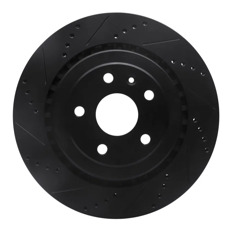R1 Concepts 633-47074L, R1 16-24 Cadillac ATS Rear Left Drilled & Slotted Black Brake Rotor