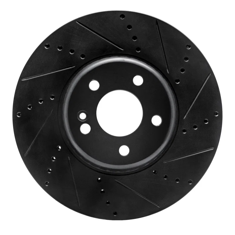R1 Concepts 633-63117R, R1 15-23 Mercedes-Benz E250 Front Right Drilled & Slotted Black Brake Rotor
