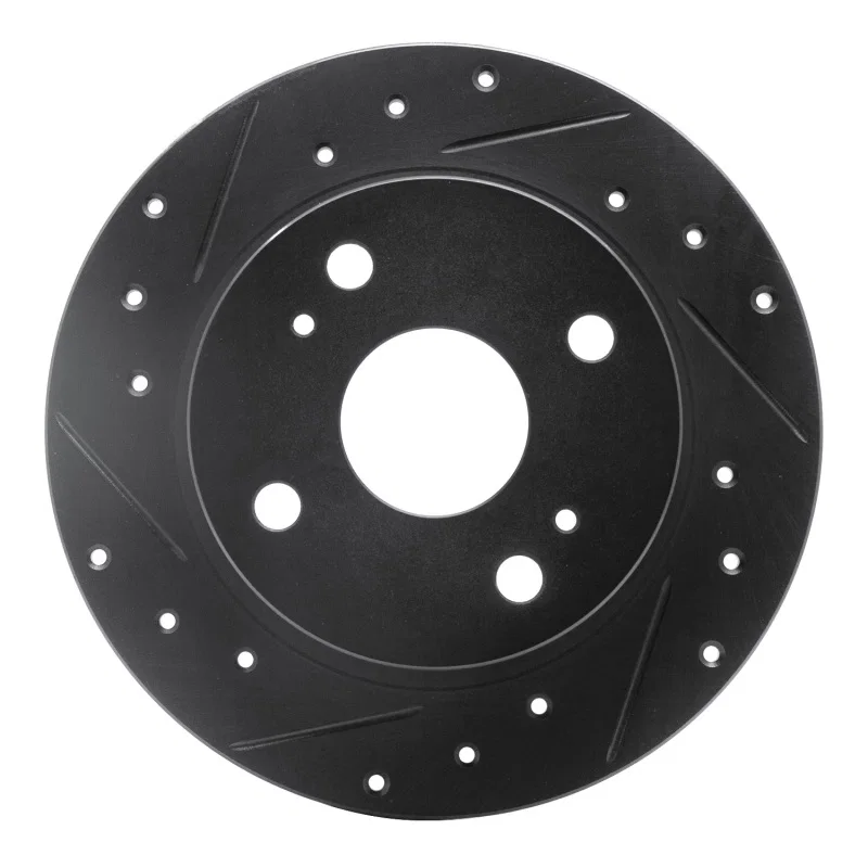 R1 Concepts 633-76012L, R1 79-81 Toyota Celica Rear Left Drilled & Slotted Black Brake Rotor
