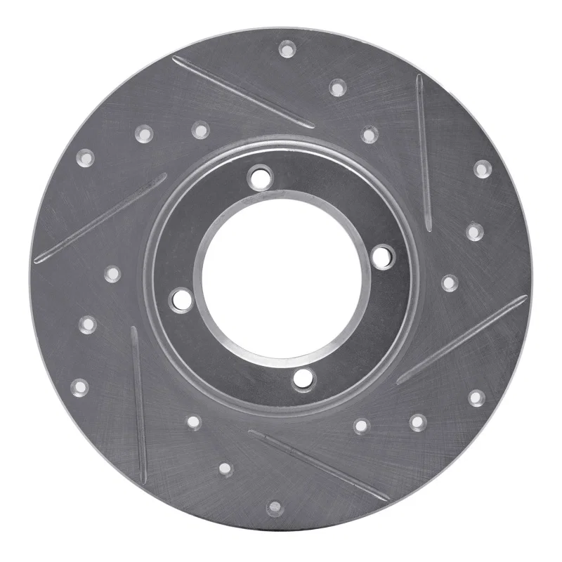 R1 Concepts 631-13030R, R1 80-83 Subaru GL Front Right Drilled & Slotted Silver Brake Rotor