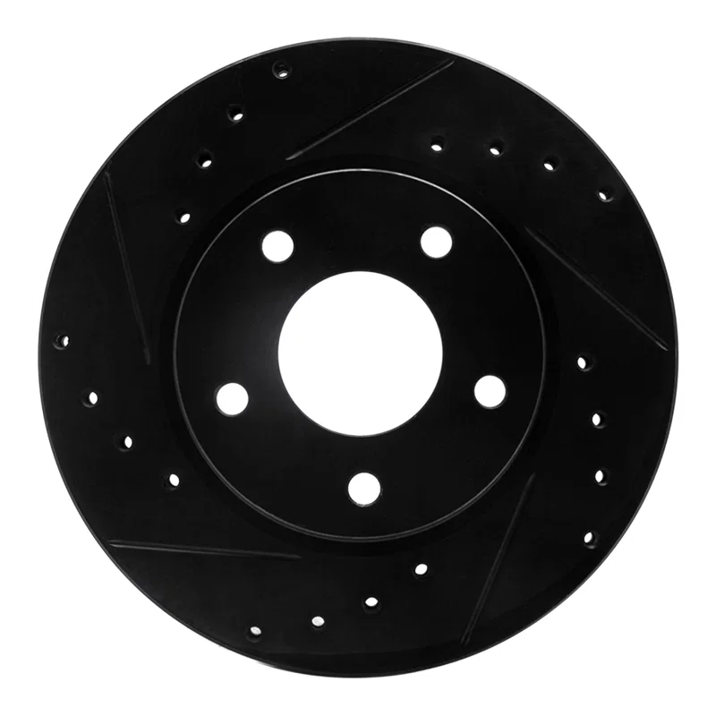 R1 Concepts 633-40024L, R1 07-17 Dodge CALIBER Front Left Drilled & Slotted Black Brake Rotor