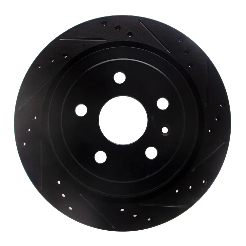 R1 Concepts 633-46024R, R1 08-19 Cadillac CTS Rear Right Drilled & Slotted Black Brake Rotor