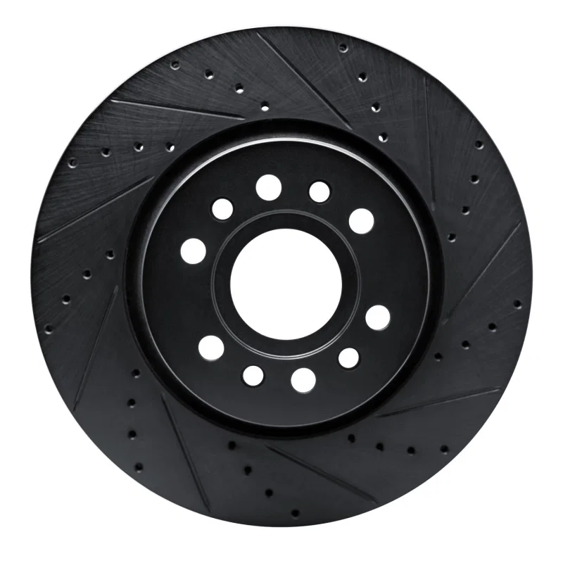 R1 Concepts 633-40125R, R1 21-25 Jeep Wagoneer L Front Right Drilled & Slotted Black Brake Rotor