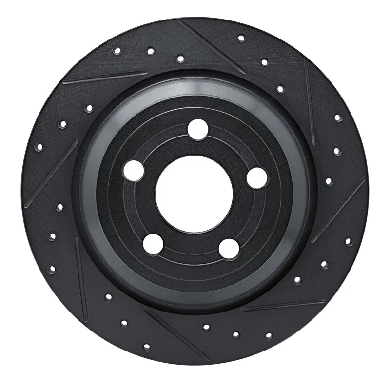R1 Concepts 633-54297R, R1 22-25 Ford Maverick Rear Right Drilled & Slotted Black Brake Rotor