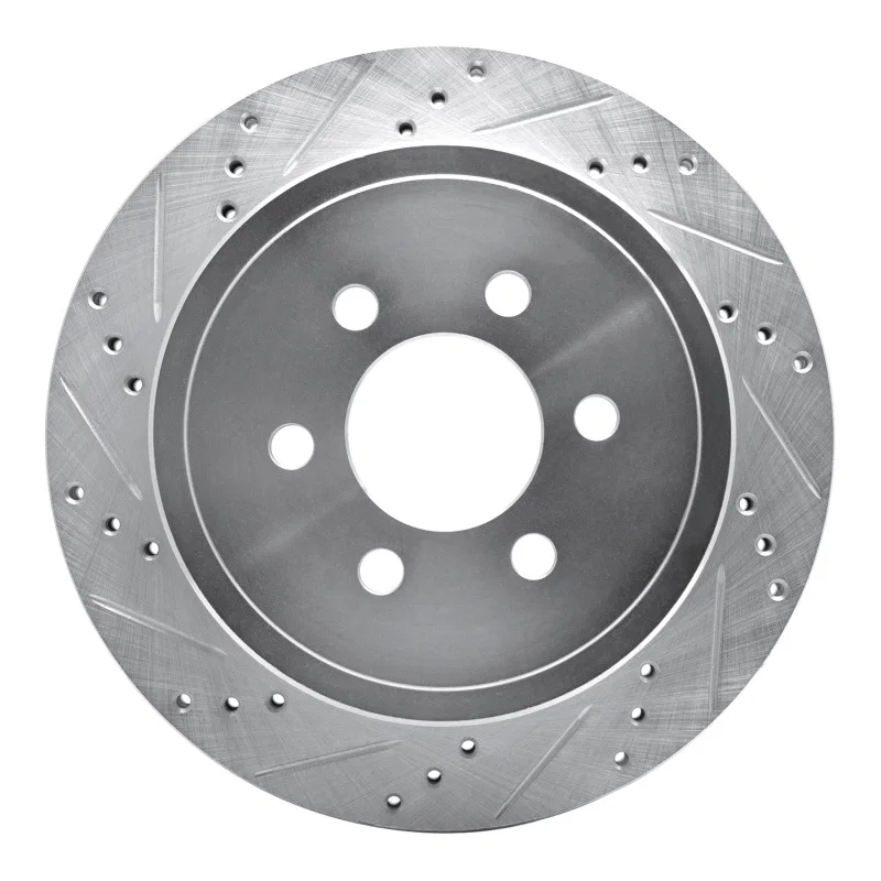 R1 Concepts 631-40101L, R1 03-03 Dodge Durango Rear Left Drilled & Slotted Silver Brake Rotor
