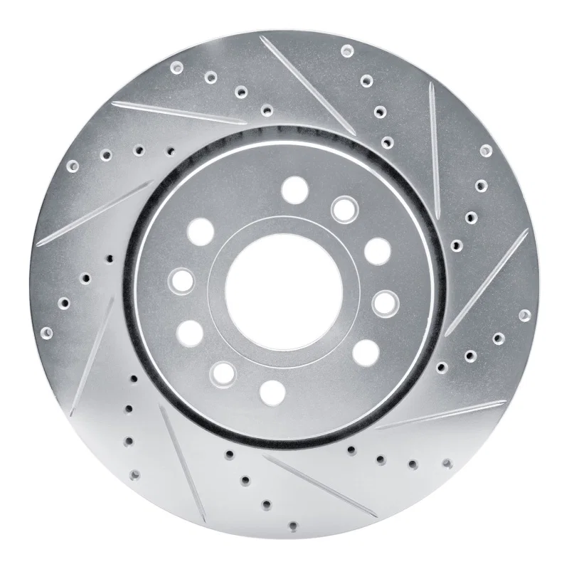 R1 Concepts 631-40125R, R1 21-25 Jeep Grand Wagoneer Front Right Drilled & Slotted Silver Brake Rotor