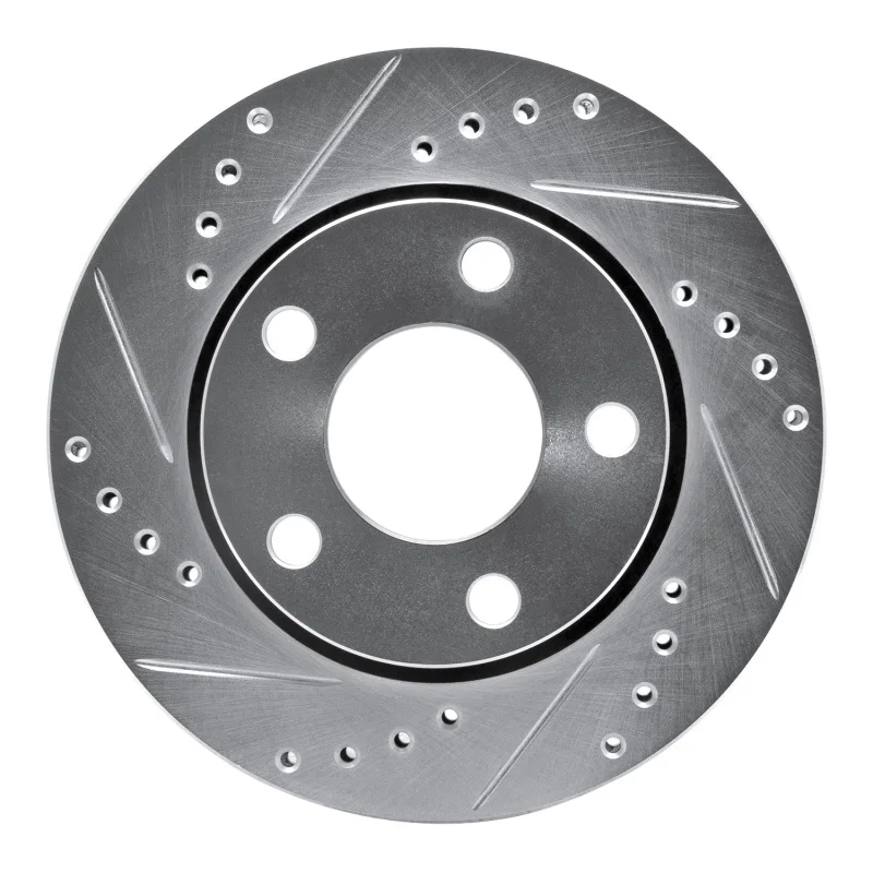 R1 Concepts 631-73024L, R1 00-02 Audi S4 Rear Left Drilled & Slotted Silver Brake Rotor