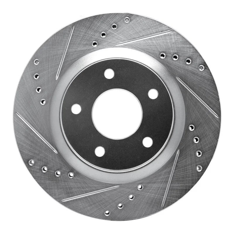 R1 Concepts 631-67058L, R1 07-15 Nissan X-Trail (Mexico) Front Left Drilled & Slotted Silver Brake Rotor