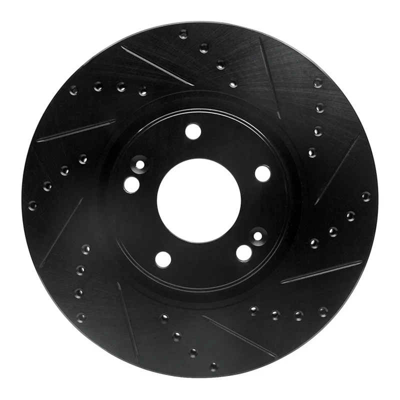 R1 Concepts 633-03019R, R1 04-11 Hyundai XG350 Front Right Drilled & Slotted Black Brake Rotor