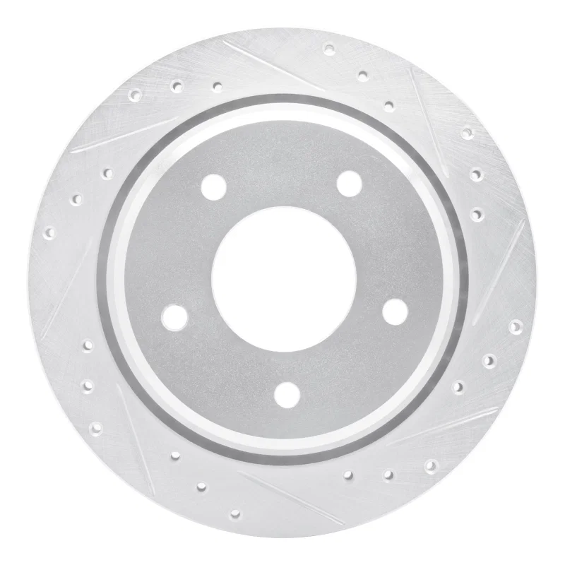 R1 Concepts 631-47027R, R1 1994-1996 Chevrolet Commercial Chassis Rear Right Drilled & Slotted Silver Brake Rotor