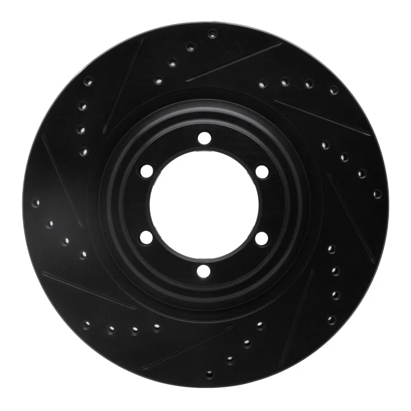 R1 Concepts 633-92064L, R1 12-18 Chevrolet Colorado Front Left Drilled & Slotted Black Brake Rotor