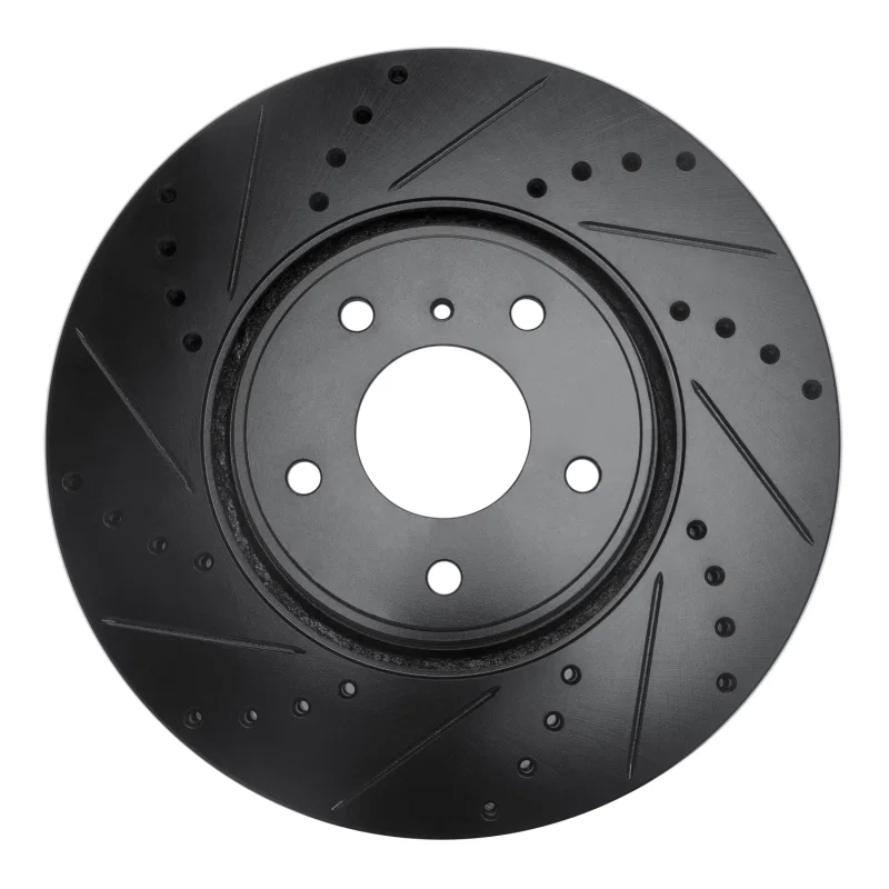 R1 Concepts 633-68014L, R1 05-14 Infiniti FX35 Front Left Drilled & Slotted Black Brake Rotor