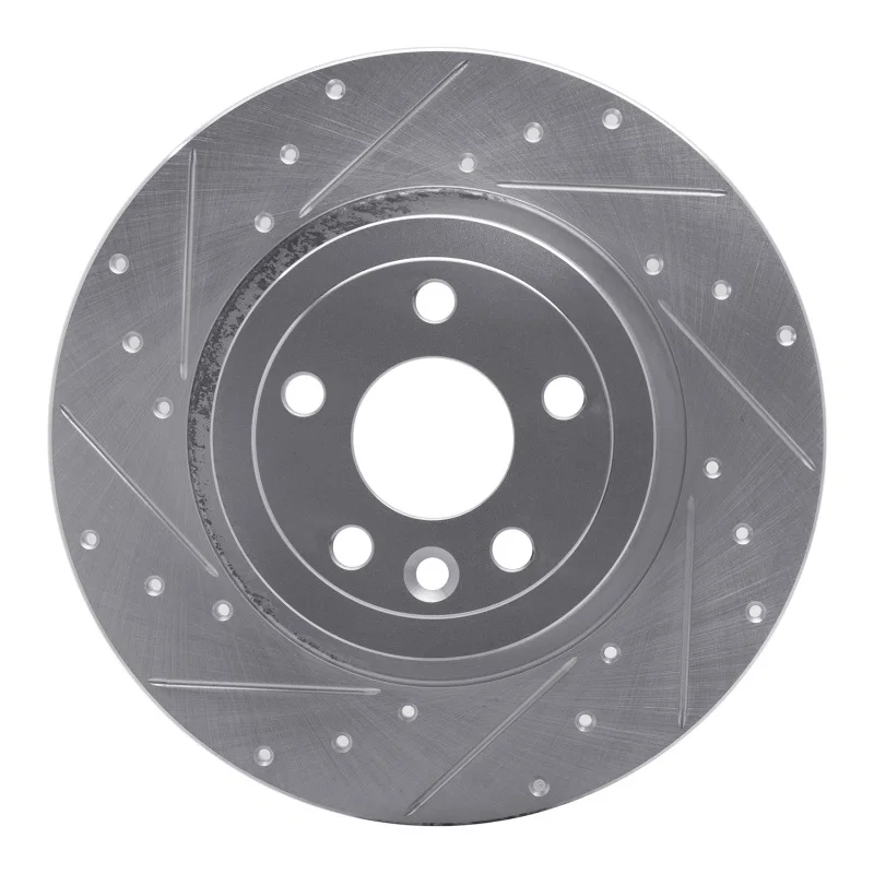 R1 Concepts 631-11028L, R1 16-19 Land Rover Range Rover Evoque Rear Left Drilled & Slotted Silver Brake Rotor