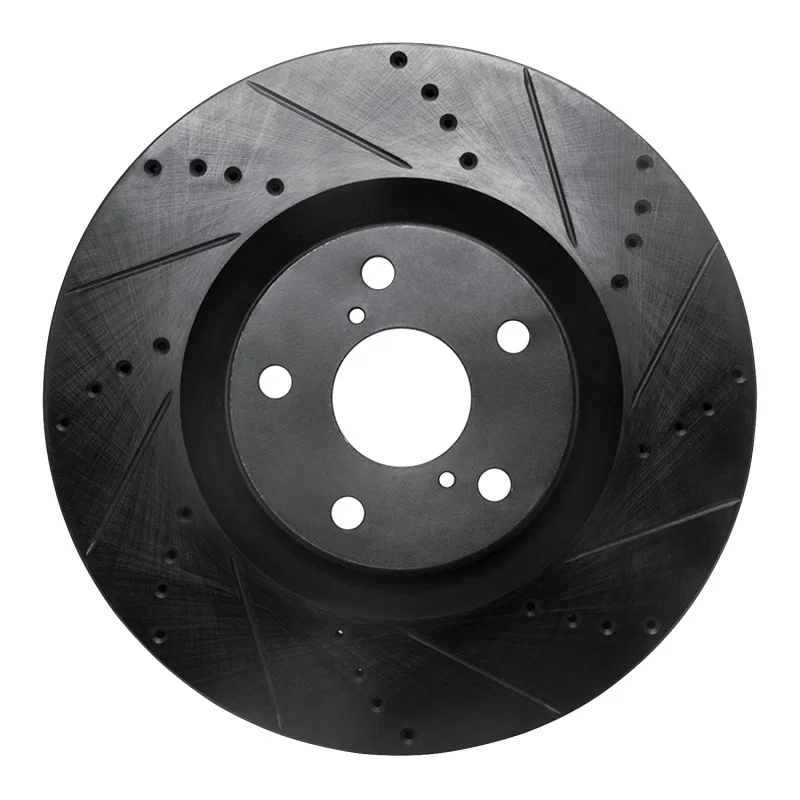 R1 Concepts 633-75028D, R1 09-11 Lexus GS350 Right Front Drilled & Slotted Black Brake Rotor