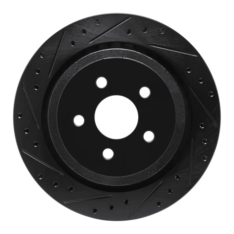 R1 Concepts 633-39007L, R1 89-95 Chrysler LeBaron Rear Left Drilled & Slotted Black Brake Rotor