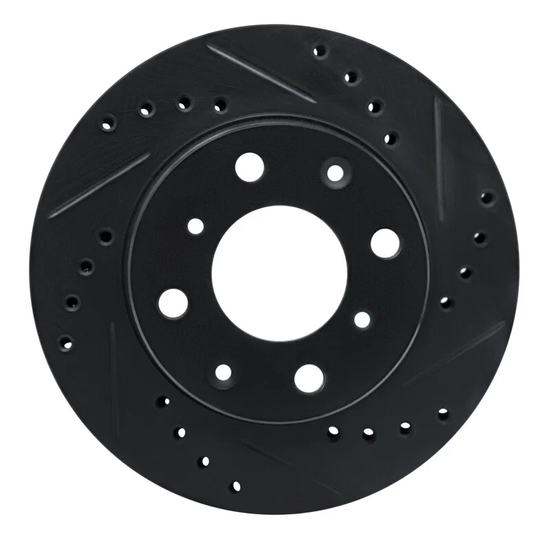 R1 Concepts 633-59003R, R1 83-87 Honda Prelude Front Right Drilled & Slotted Black Brake Rotor