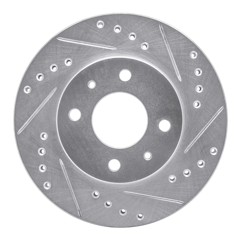 R1 Concepts 631-67045R, R1 95-00 Nissan Sentra Front Right Drilled & Slotted Silver Brake Rotor