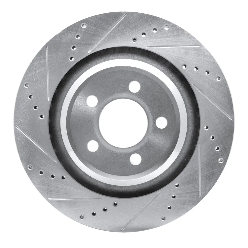R1 Concepts 631-39020L, R1 05-23 Chrysler 300 Rear Left Drilled & Slotted Silver Brake Rotor