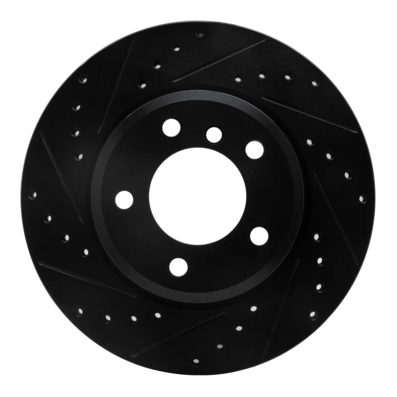 R1 Concepts 633-31046L, R1 99-08 BMW 325XI Front Left Drilled & Slotted Black Brake Rotor