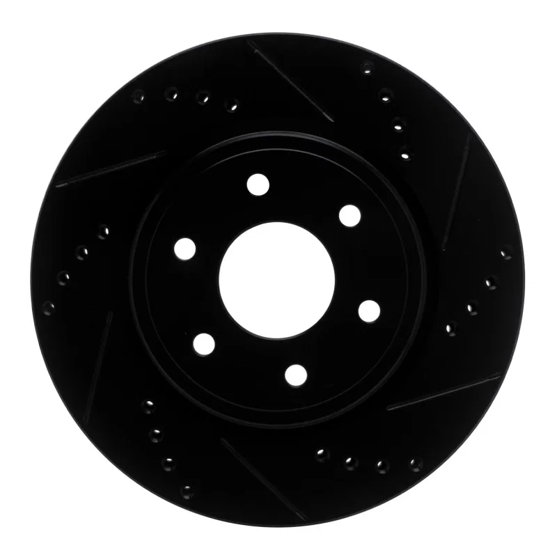 R1 Concepts 633-67092R, R1 05-25 Nissan Xterra Front Right Drilled & Slotted Black Brake Rotor