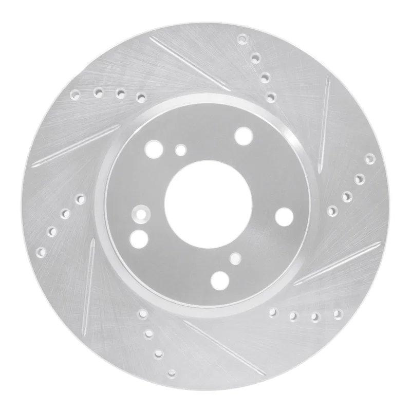 R1 Concepts 631-59061R, R1 16-25 Honda Civic Hatchback Front Right Drilled & Slotted Silver Brake Rotor
