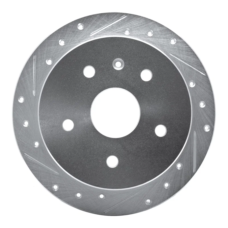 R1 Concepts 631-18002L, R1 99-02 Daewoo Leganza Rear Left Drilled & Slotted Silver Brake Rotor
