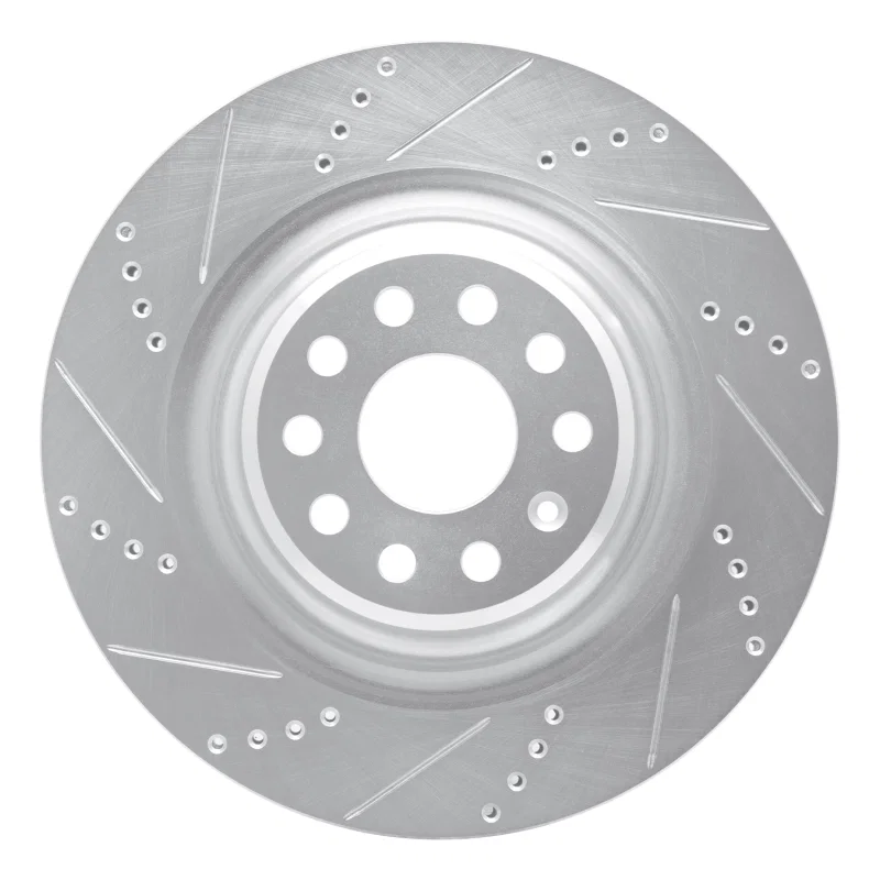 R1 Concepts 631-26006L, R1 12-21 Tesla Model S Rear Left Drilled & Slotted Silver Brake Rotor