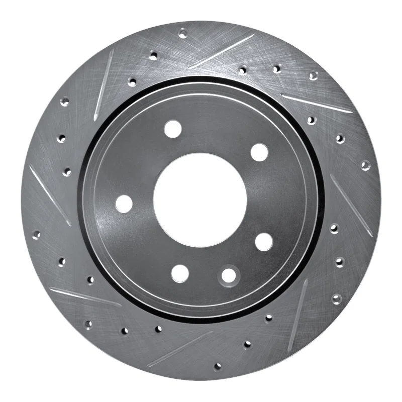 R1 Concepts 631-20009L, R1 1995-2006 Jaguar VanDEN PLAS Rear Left Drilled & Slotted Silver Brake Rotor