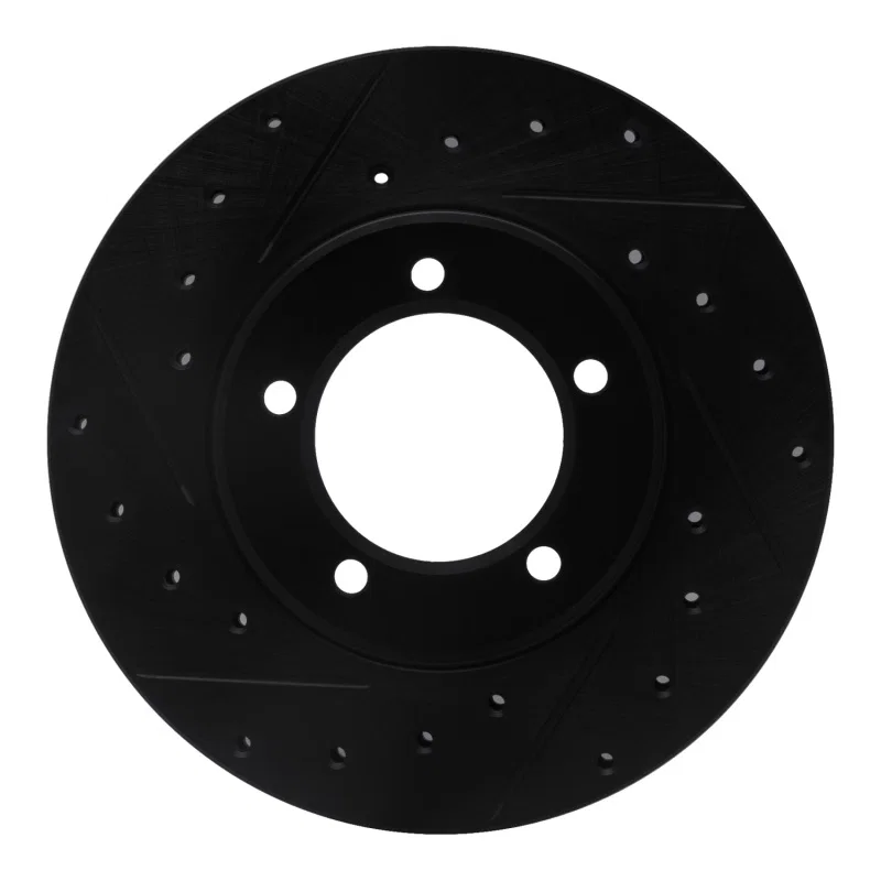 R1 Concepts 633-76094L, R1 79-83 Toyota Pickup Front Left Drilled & Slotted Black Brake Rotor