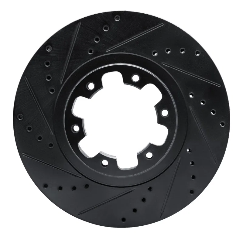 R1 Concepts 633-67086L, R1 98-04 Infiniti QX4 Front Left Drilled & Slotted Black Brake Rotor