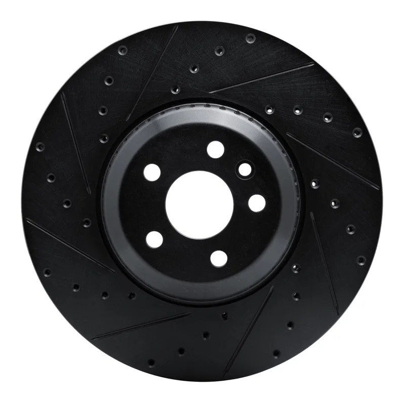 R1 Concepts 633-11033L, R1 20-25 Jaguar E-Pace Front Left Drilled & Slotted Black Brake Rotor