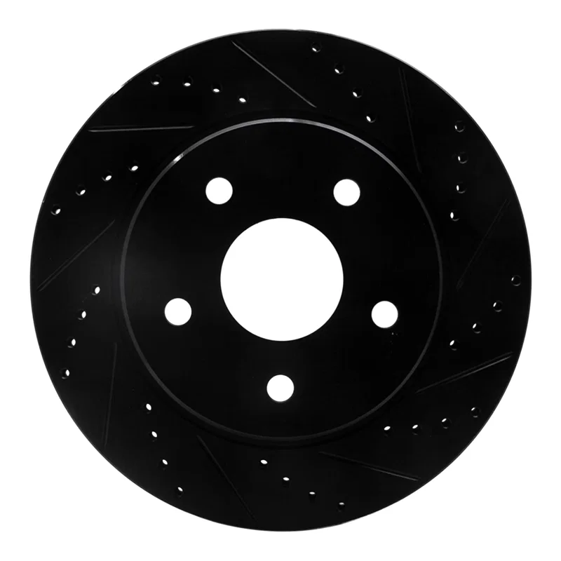 R1 Concepts 633-40094R, R1 02-24 Chrysler ASPEN Front Right Drilled & Slotted Black Brake Rotor