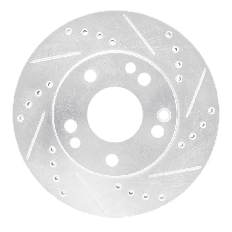 R1 Concepts 631-63012R, R1 87-93 Mercedes-Benz 190E Front Right Drilled & Slotted Silver Brake Rotor