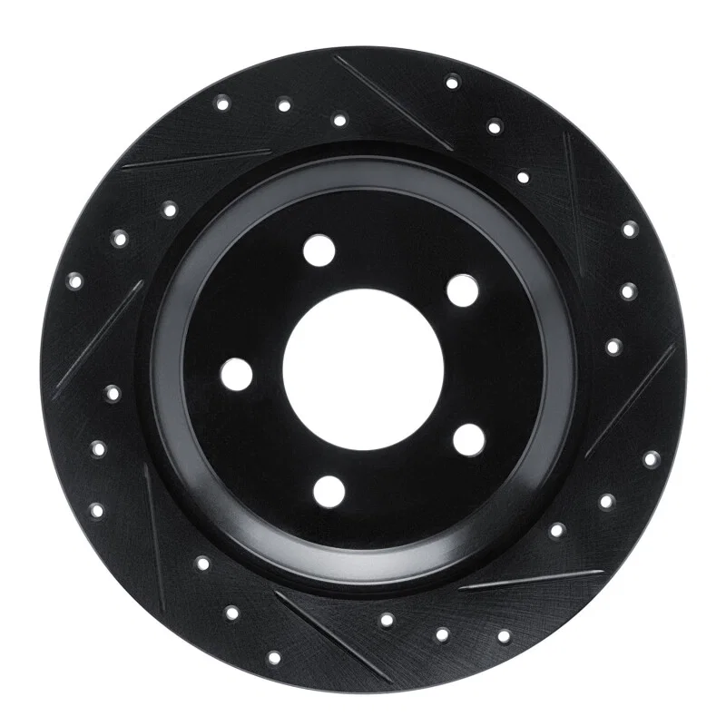 R1 Concepts 633-80064R, R1 06-15 Mazda 5 Rear Right Drilled & Slotted Black Brake Rotor