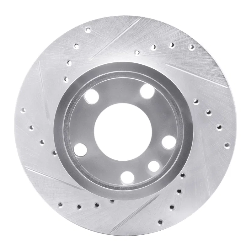 R1 Concepts 631-74040L, R1 92-95 Volkswagen EuroVan Front Left Drilled & Slotted Silver Brake Rotor