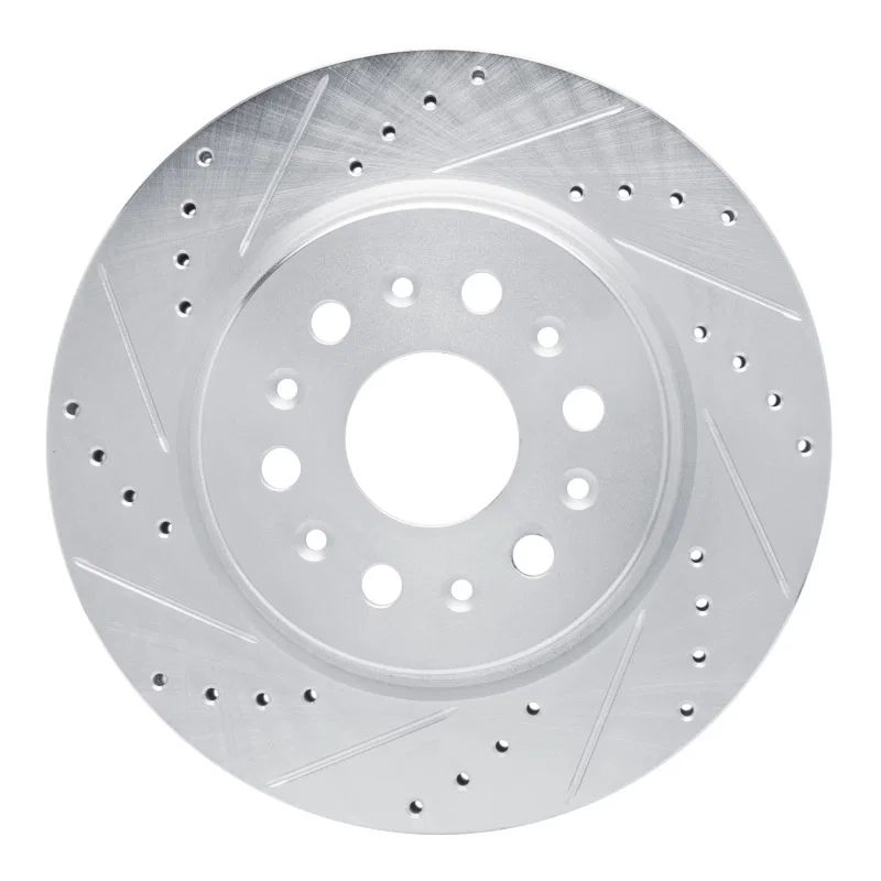 R1 Concepts 631-48000L, R1 17-25 Buick Enclave Rear Left Drilled & Slotted Silver Brake Rotor