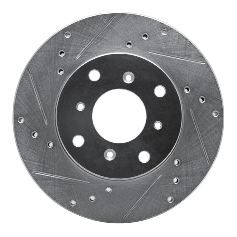 R1 Concepts 631-59021L, R1 92-96 Honda Prelude Front Left Drilled & Slotted Silver Brake Rotor