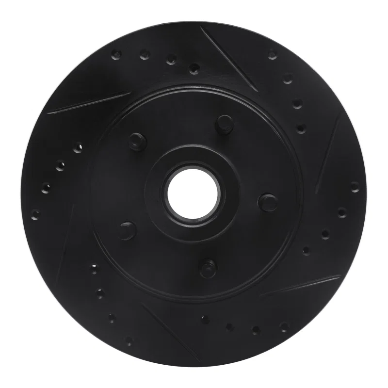 R1 Concepts 633-55000R, R1 87-92 Lincoln Continental Front Right Drilled & Slotted Black Brake Rotor