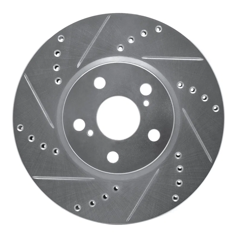 R1 Concepts 631-76081L, R1 08-19 Pontiac Vibe Front Left Drilled & Slotted Silver Brake Rotor