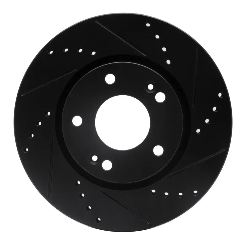 R1 Concepts 633-03016R, R1 03-13 Hyundai Elantra Front Right Drilled & Slotted Black Brake Rotor