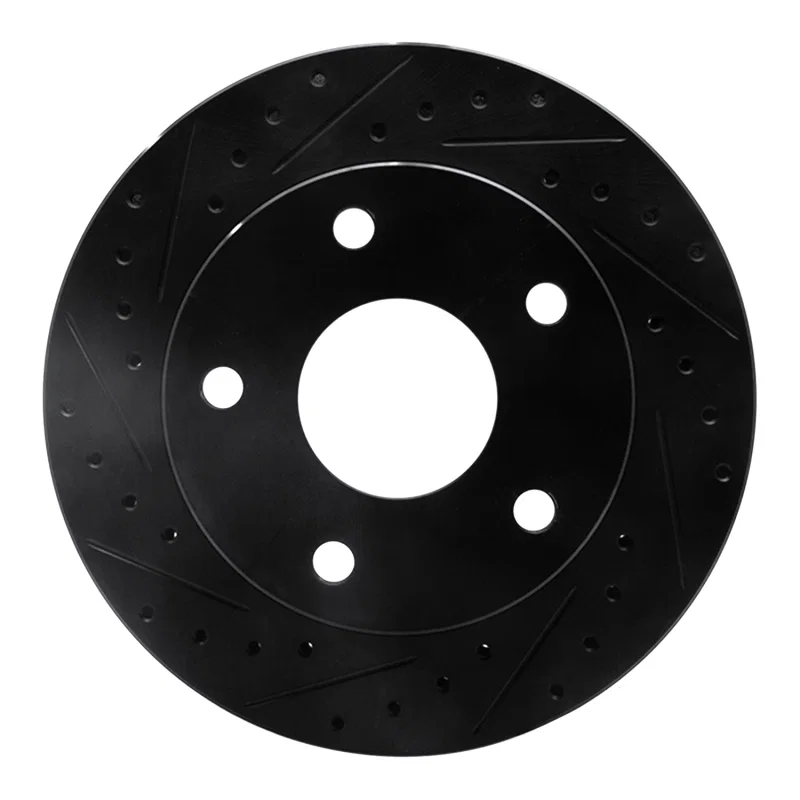 R1 Concepts 633-40077L, R1 94-99 Dodge Ramcharger (Mexico) Front Left Drilled & Slotted Black Brake Rotor