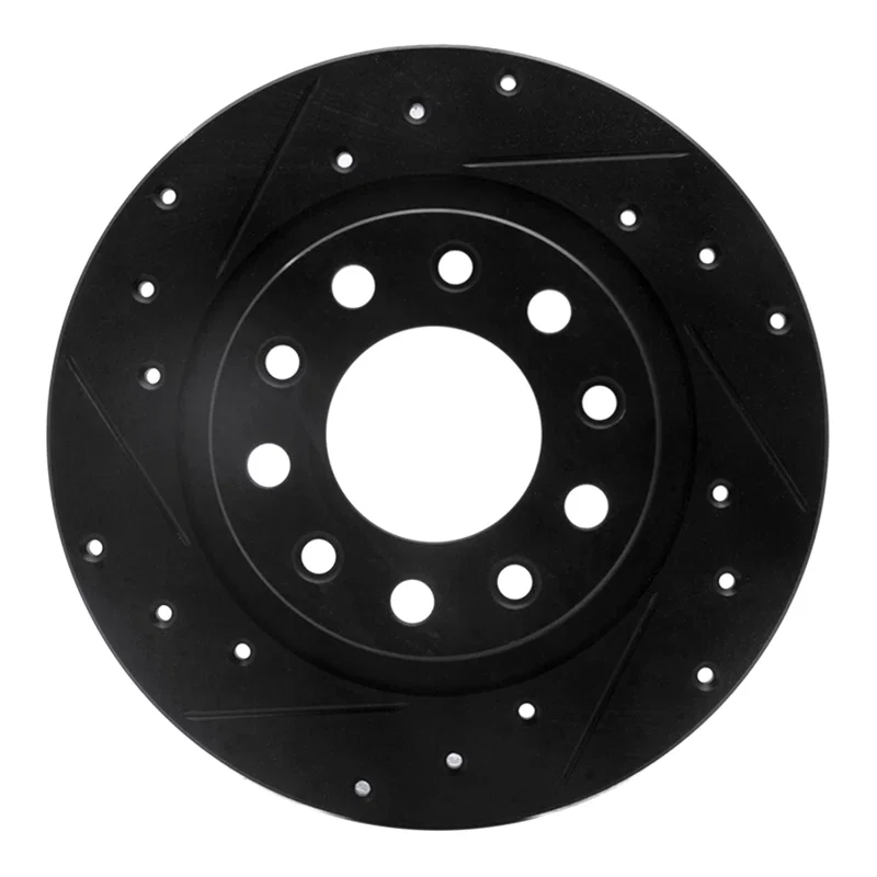 R1 Concepts 633-40023L, R1 03-17 Dodge Viper Rear Left Drilled & Slotted Black Brake Rotor