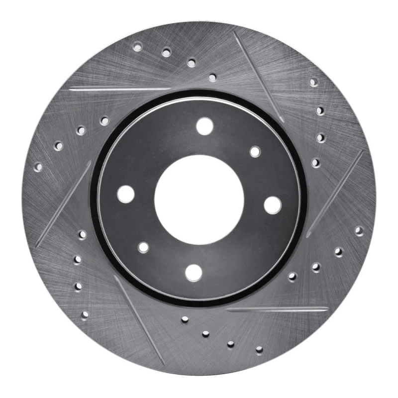 R1 Concepts 631-27026R, R1 00-04 Volvo V40 Front Right Drilled & Slotted Silver Brake Rotor