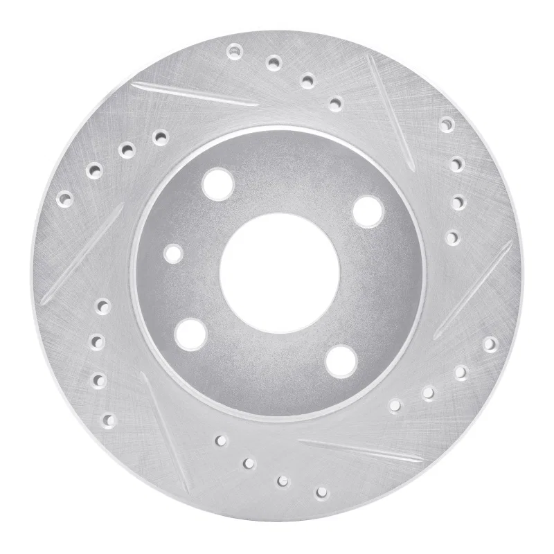 R1 Concepts 631-54001L, R1 90-01 Ford Escort Front Left Drilled & Slotted Silver Brake Rotor