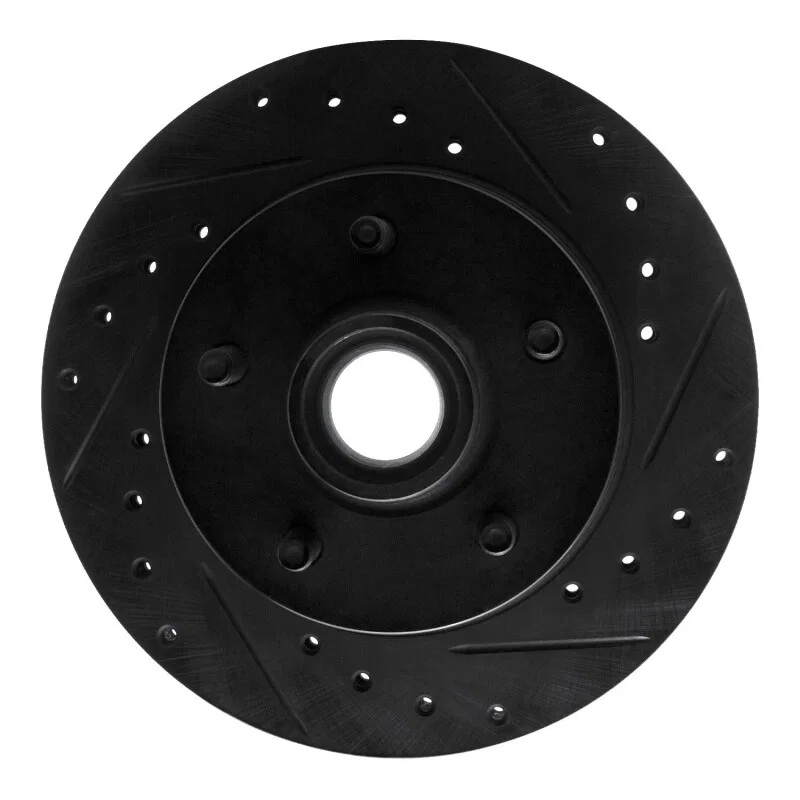 R1 Concepts 633-54110R, R1 83-97 Ford AEROSTAR Front Right Drilled & Slotted Black Brake Rotor
