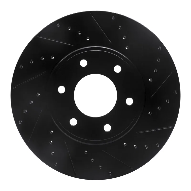 R1 Concepts 633-47069R, R1 06-09 Chevrolet Trailblazer Front Right Drilled & Slotted Black Brake Rotor