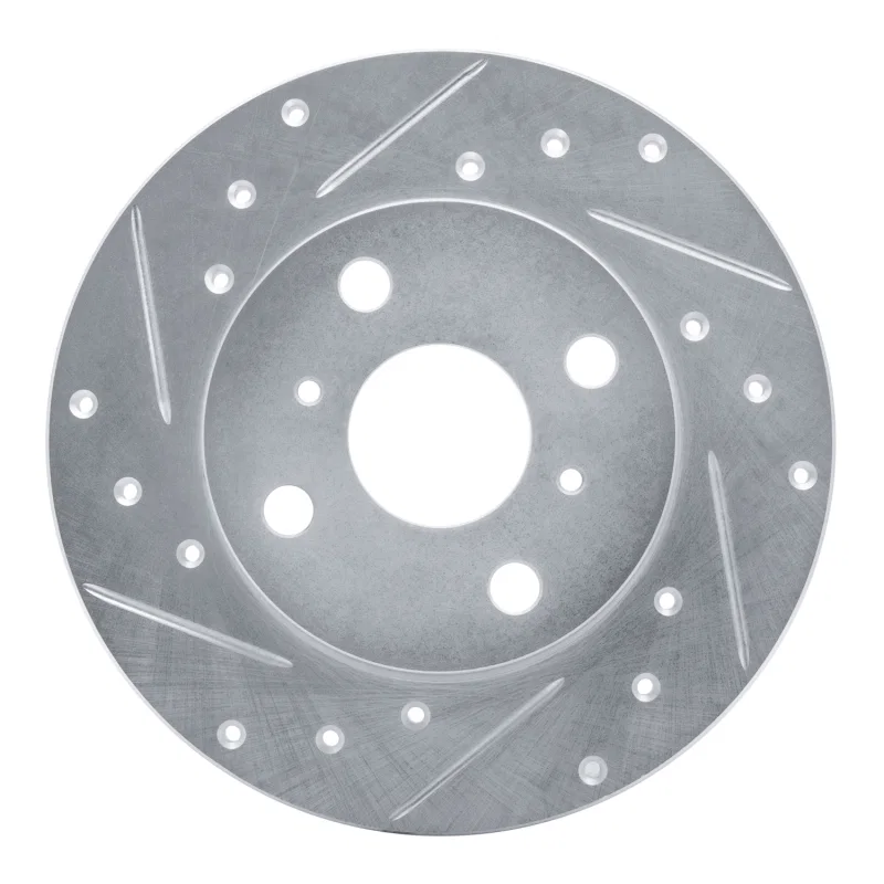 R1 Concepts 631-76017L, R1 83-90 Toyota Tercel Front Left Drilled & Slotted Silver Brake Rotor