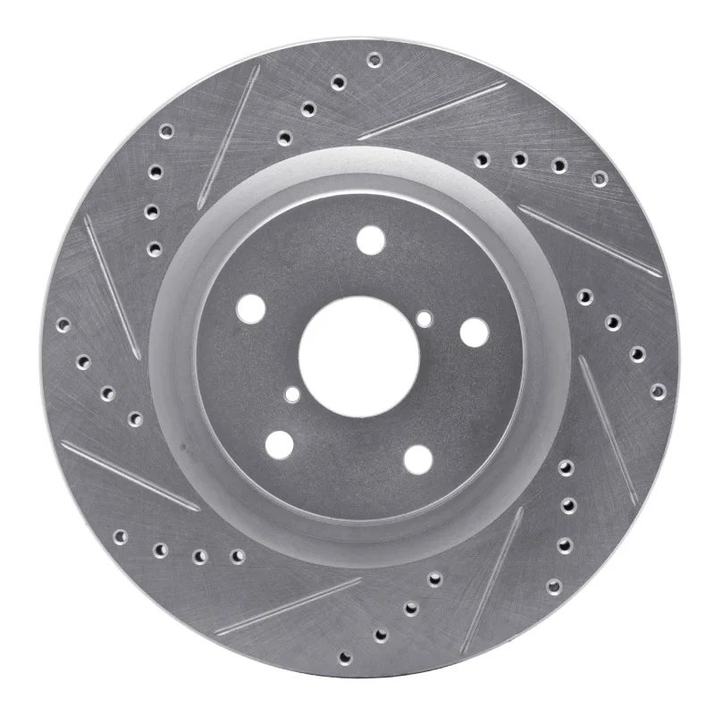 R1 Concepts 631-13045L, R1 19-24 Subaru Forester Front Left Drilled & Slotted Silver Brake Rotor