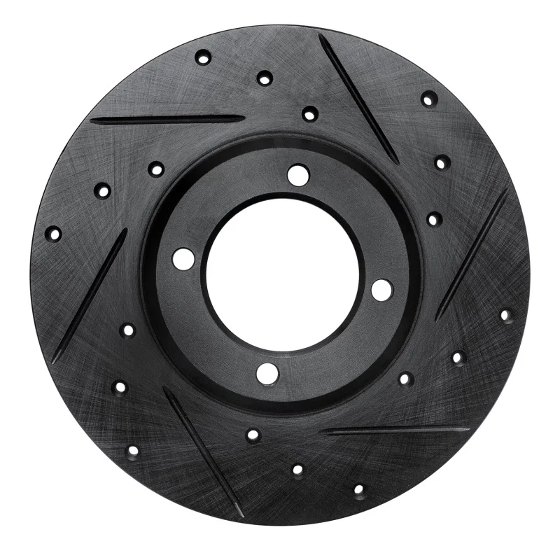 R1 Concepts 633-76008R, R1 79-81 Toyota Celica Front Right Drilled & Slotted Black Brake Rotor