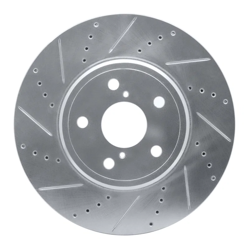 R1 Concepts 631-75009L, R1 01-06 Lexus LS430 Front Left Drilled & Slotted Silver Brake Rotor